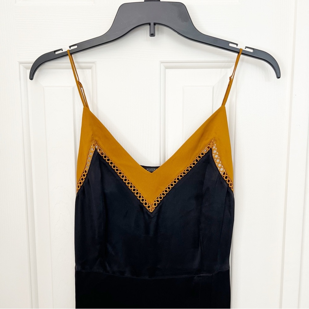 Scotch & Soda Satin Slip Dress Black Gold XS - Picture 14 of 17